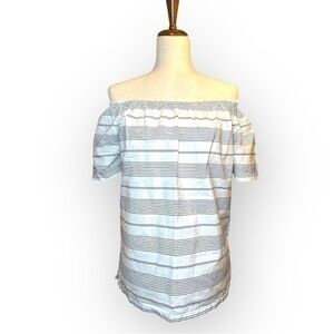 Italian Off-Shoulder Cotton Stripe Top | Crisp Summer Boxy Fit | 0039 Italy XS